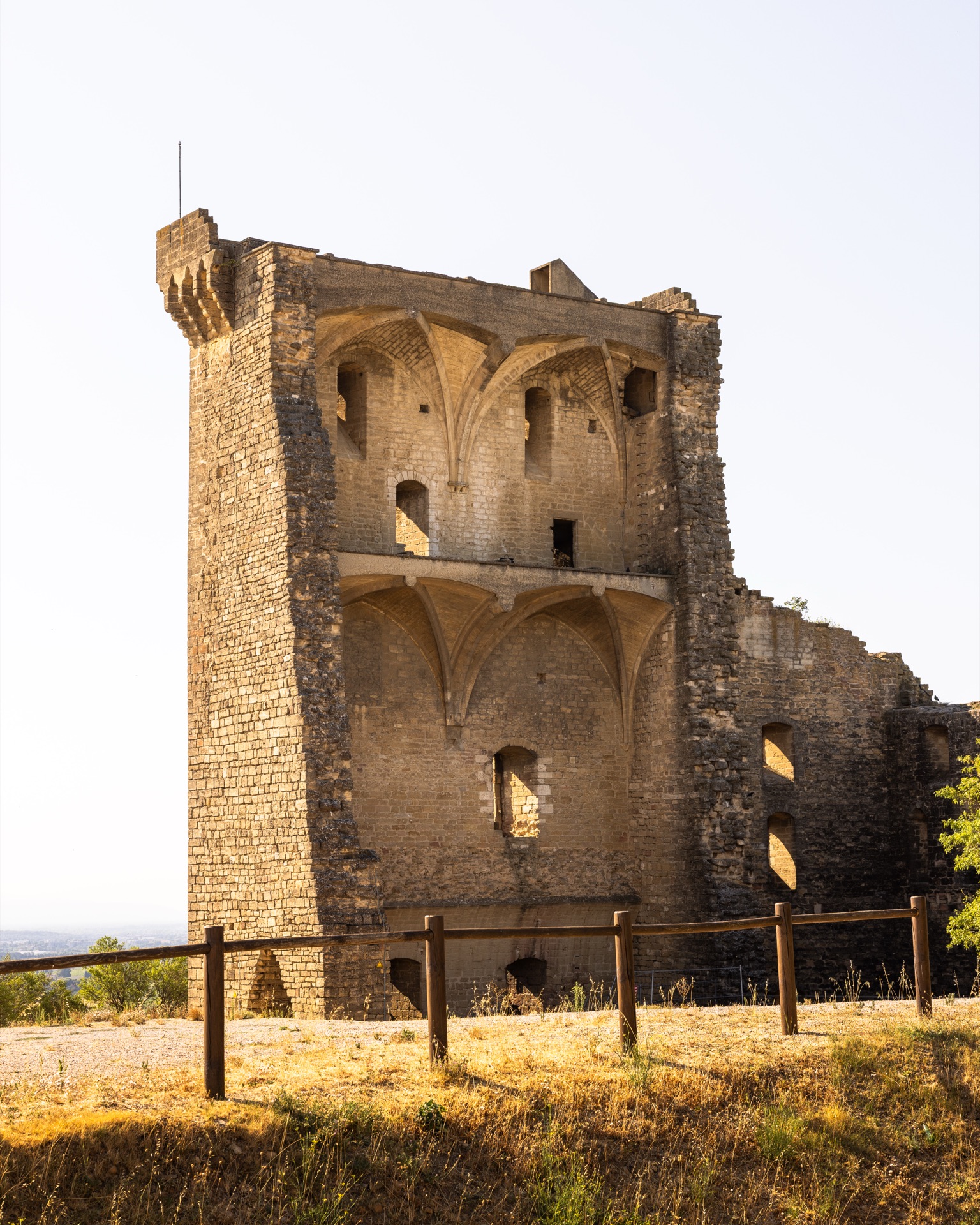 The ruined keep of the papal château on the hill above the village